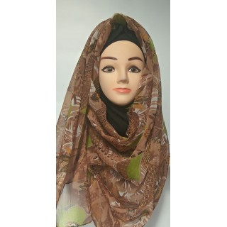Mariam hijab- Golden Brown Printed 